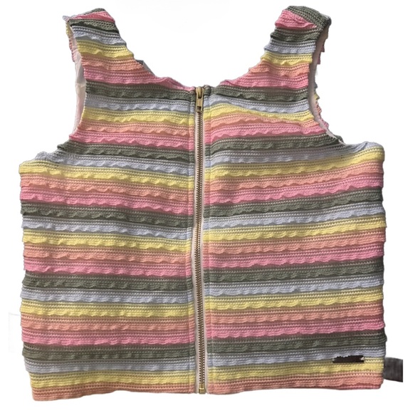 House of Wallace Size: S,Sleeveless Shirt with Zip up back Multi-Colored Pastels - Picture 2 of 5